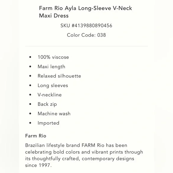 Farm Rio Ayla Long Sleeve V-Neck Green Floral Bohemian Maxi Dress - Picture 5 of 6